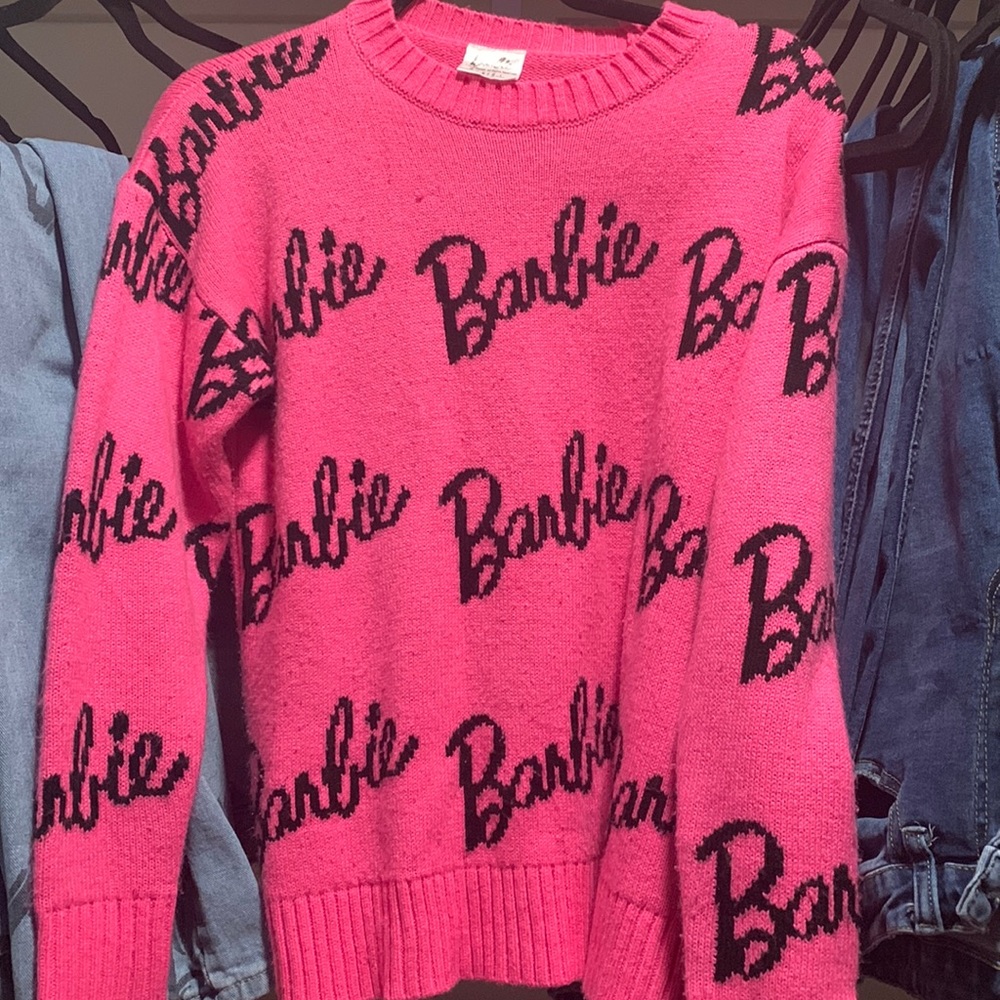 Pink Barbie sweater size small, great condition